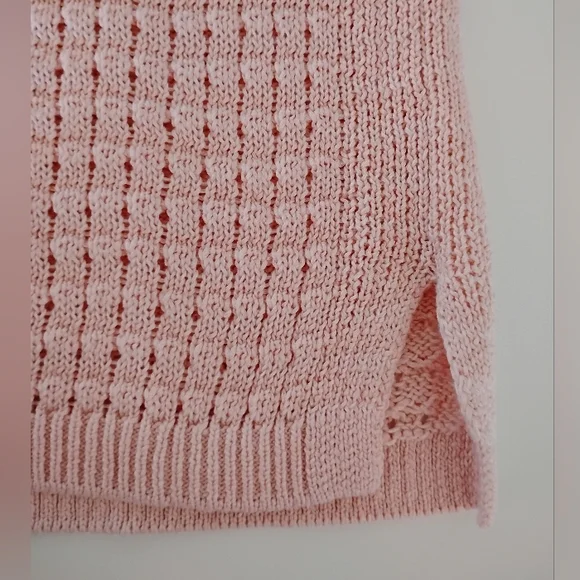 Talbots Cotton Blend Basket Weave Knit 3/4 Sleeve Pastel Pink Sweater Sz Medium - Picture 12 of 17